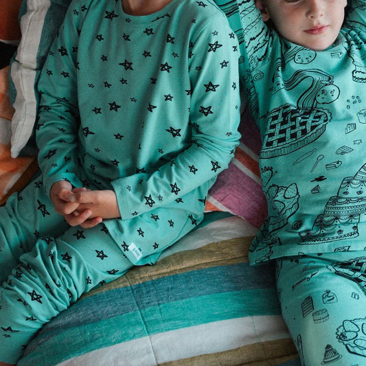 Teal Star Long PJ Set