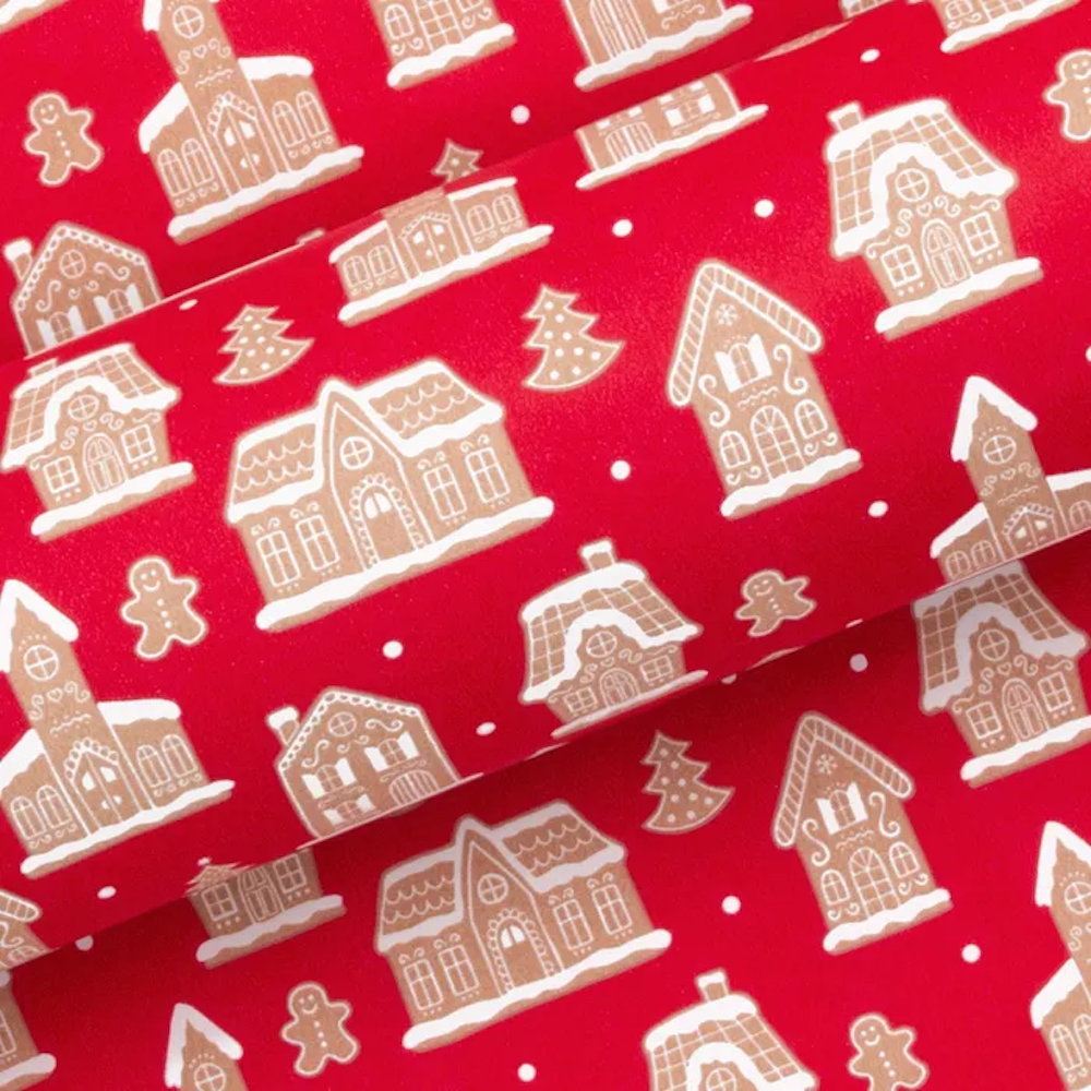 Wrapping Paper Gingerbread House Red - Store Pick Up Only