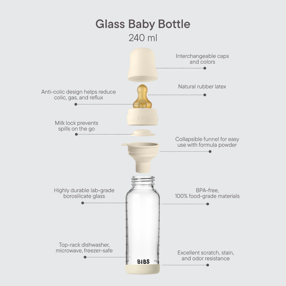 240ml Glass Bottle Set Latex Ivory