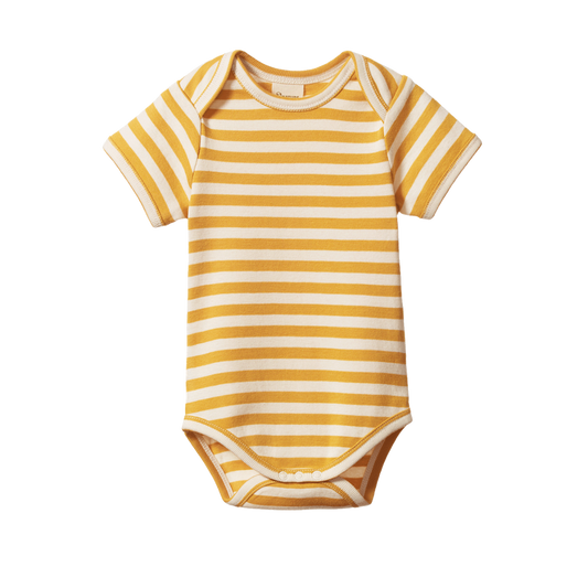 Short Sleeve Bodysuit Golden Sea Stripe