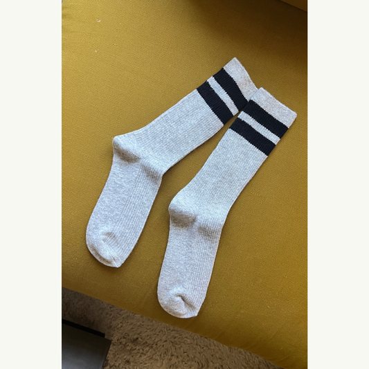Grandpa Varsity Socks Grey Navy Stripe
