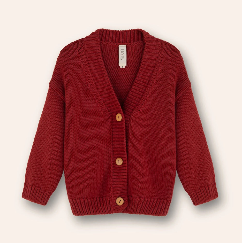 Wool Knit Cardigan Chilli
