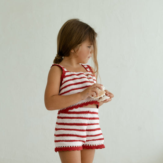 Crochet Top Chilli Stripe