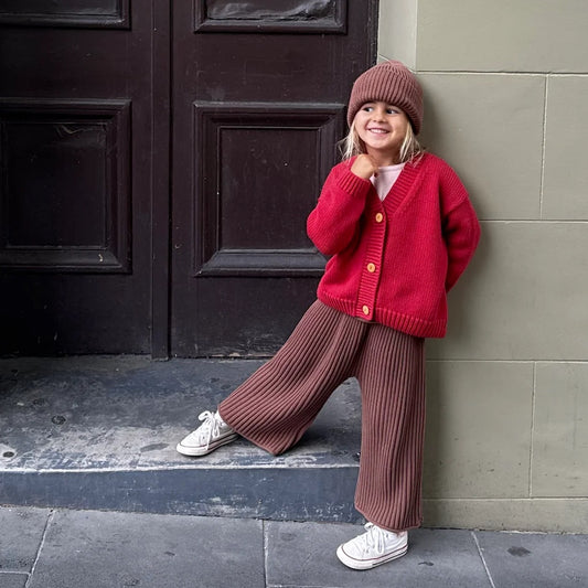 Wool Knit Cardigan Chilli