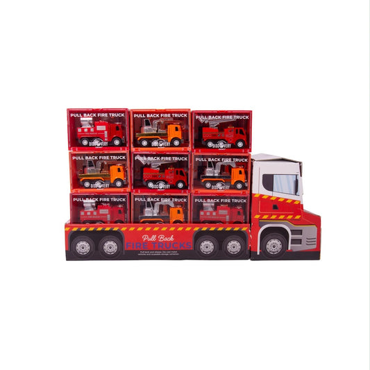 Fire Truck Pull Back Vehicles Assorted