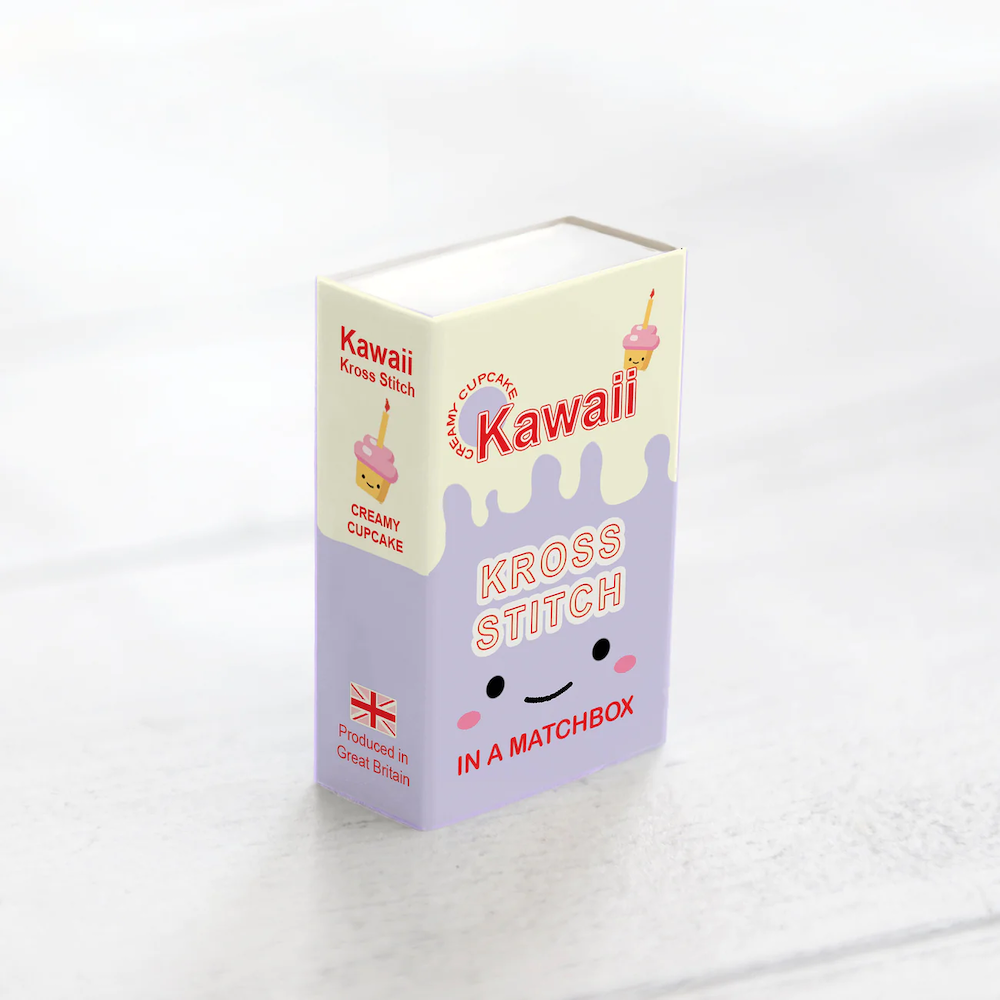 Kawaii Cupcake Mini Cross Stitch Kit in a Matchbox