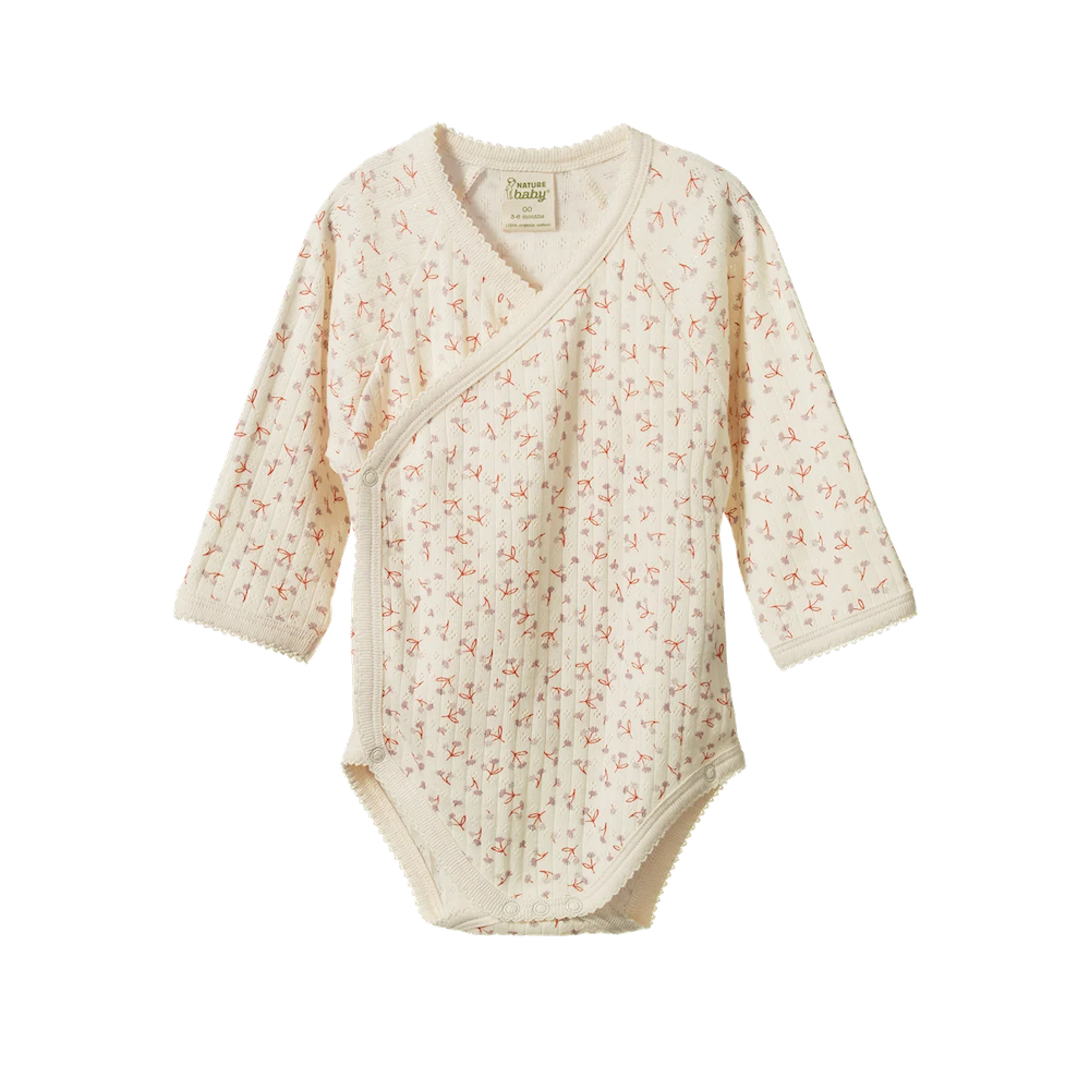 Long Sleeve Kimono Bodysuit Dandelion Print