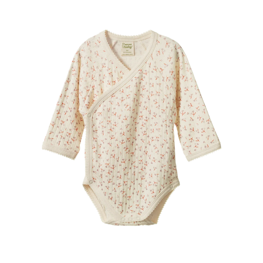 Long Sleeve Kimono Bodysuit Dandelion Print
