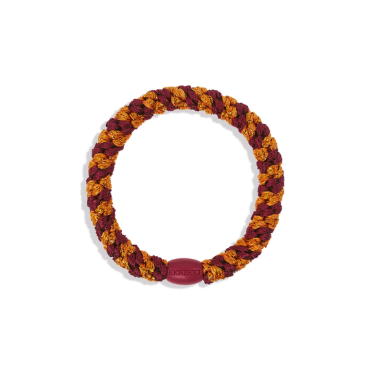 Bordeaux Orange Glitter Stripe Hair Tie