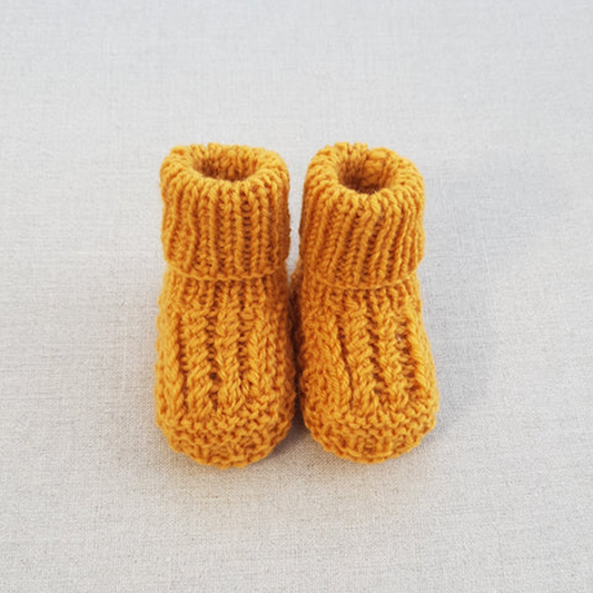 Knitted by Nana Cuffed Booties Curry