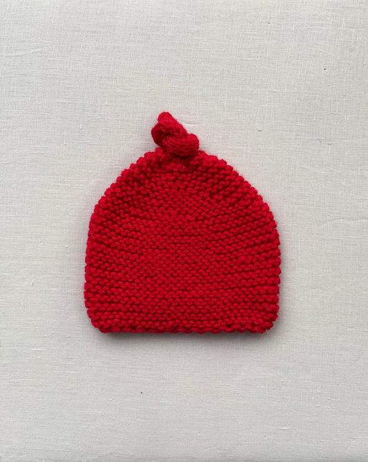 Knitted by Nana Top Knot Beanie Love Heart