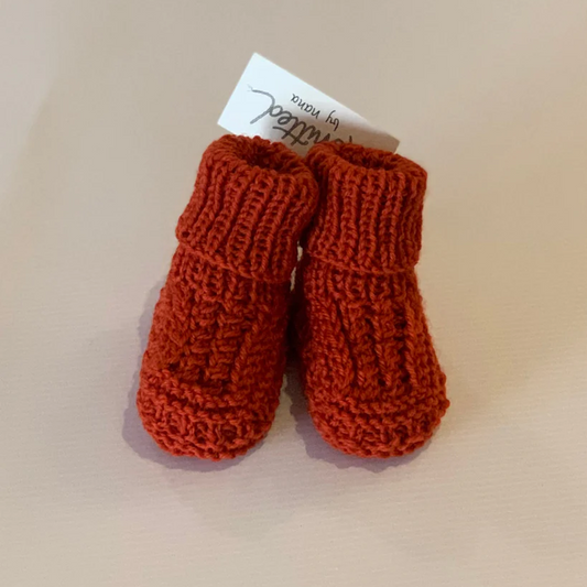 Knitted by Nana Cuffed Booties Pumpkin Spice