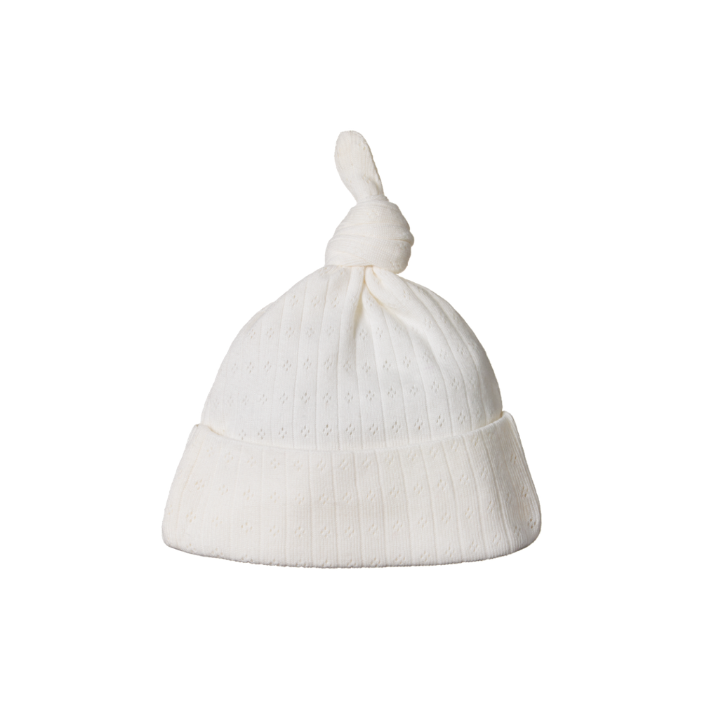 Knotted Beanie Pointelle Natural