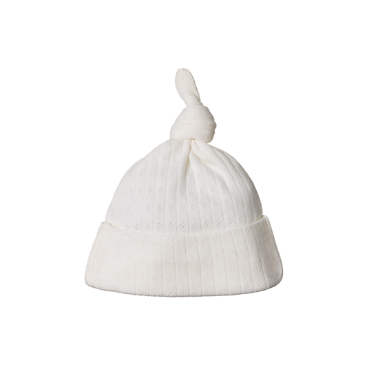 Knotted Beanie Pointelle Natural