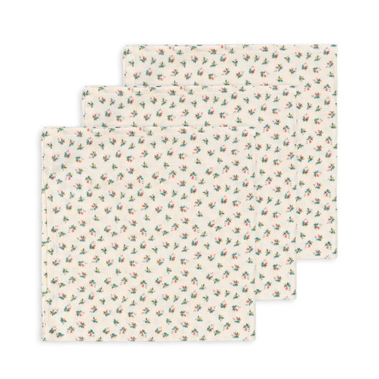 3 Pack Muslin Cloths Organic Cotton Fleur Coloré