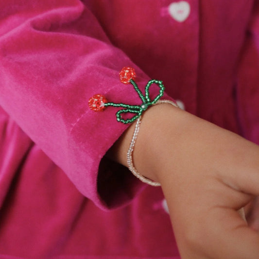 Pearly Necklace & Bracelet Cherry