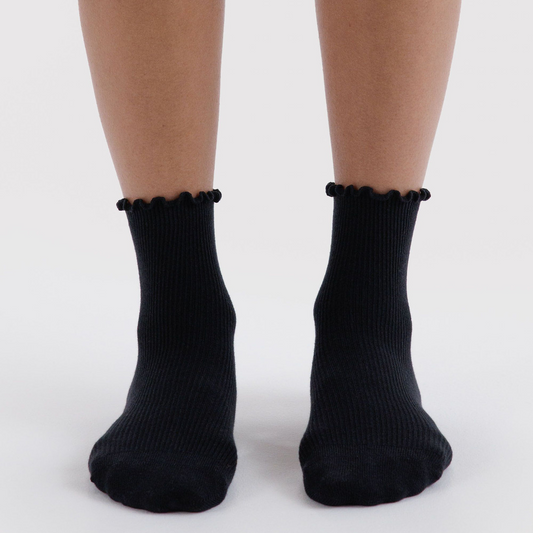 Lettuce Edge Sock Set Of 2 Black