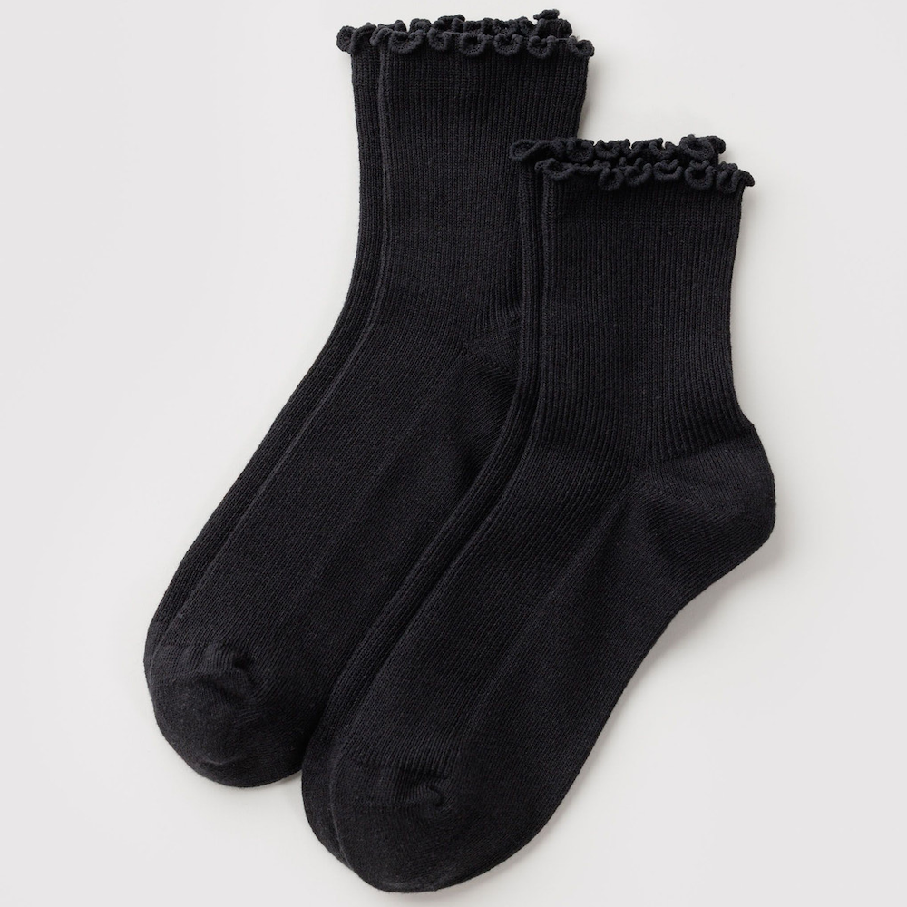 Lettuce Edge Sock Set Of 2 Black