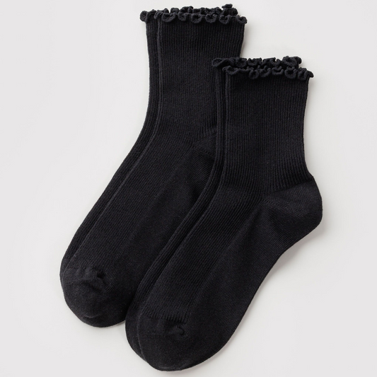 Lettuce Edge Sock Set Of 2 Black