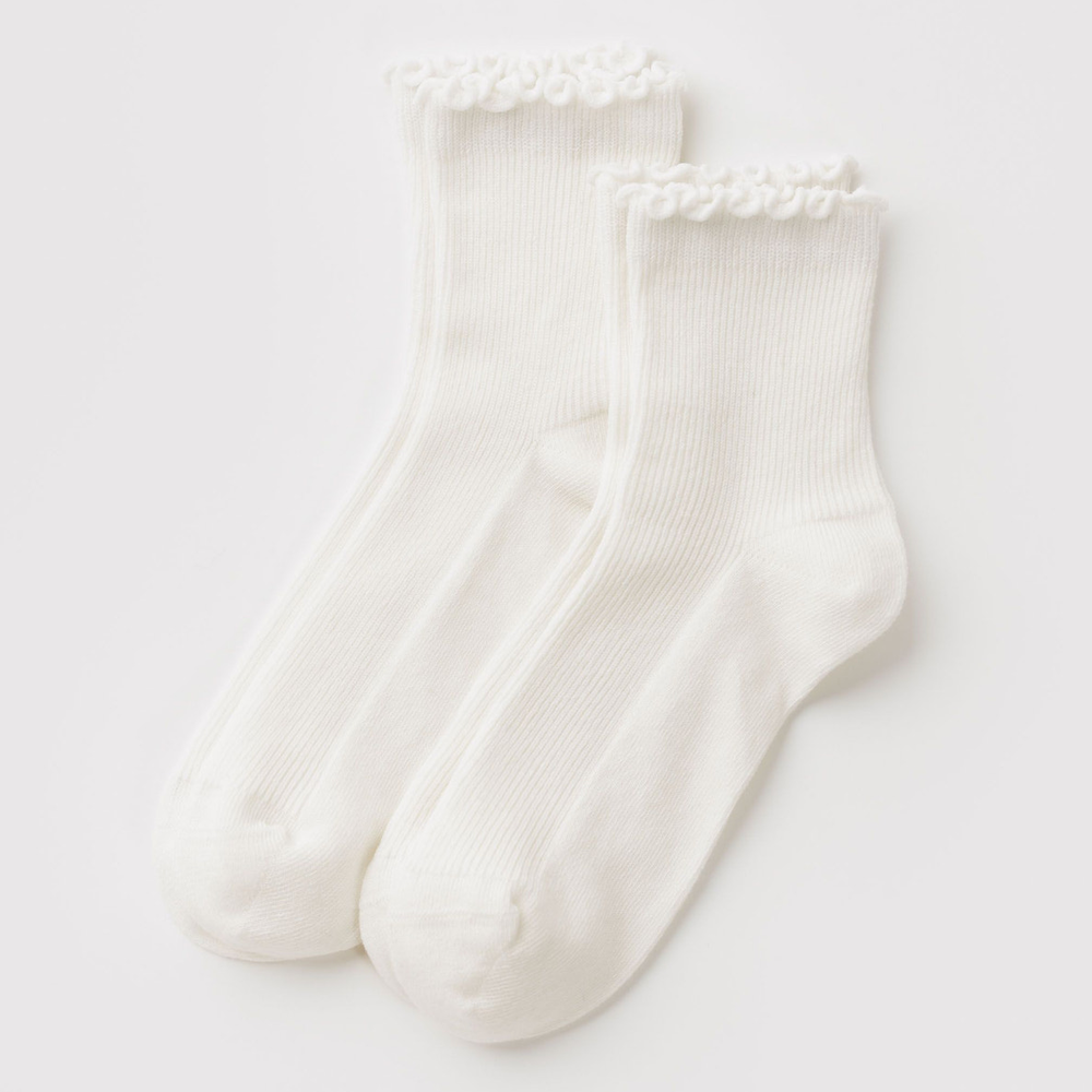 Lettuce Edge Sock Set Of 2 White