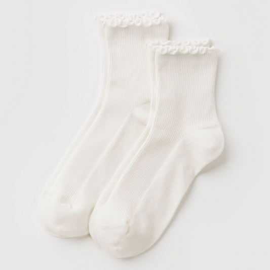 Lettuce Edge Sock Set Of 2 White