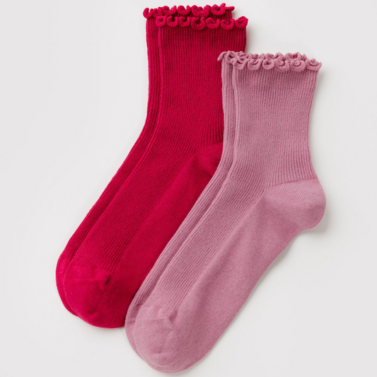 Lettuce Edge Sock Set Of 2 Wild Plum & Cherry