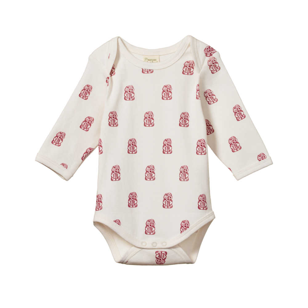 Cotton Long Sleeve Bodysuit Tiki Print