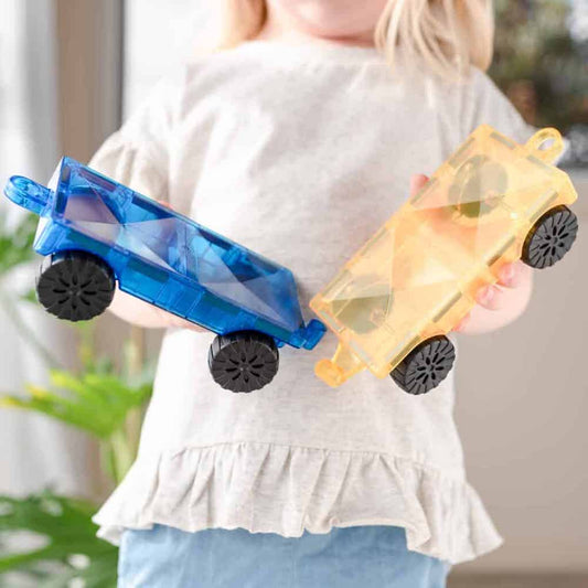Magnetic Tiles 2 Piece Rainbow Car Pack