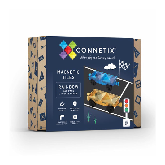 Magnetic Tiles 2 Piece Rainbow Car Pack