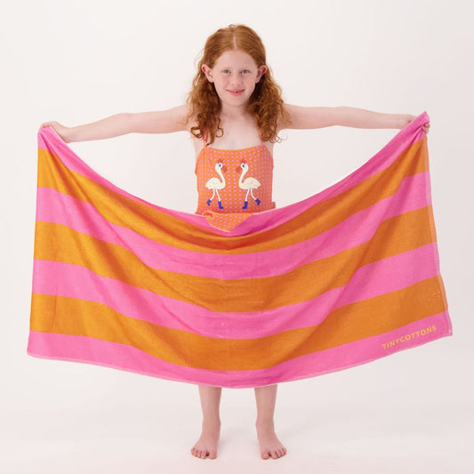 Stripes Towel Marigold / Dark Pink