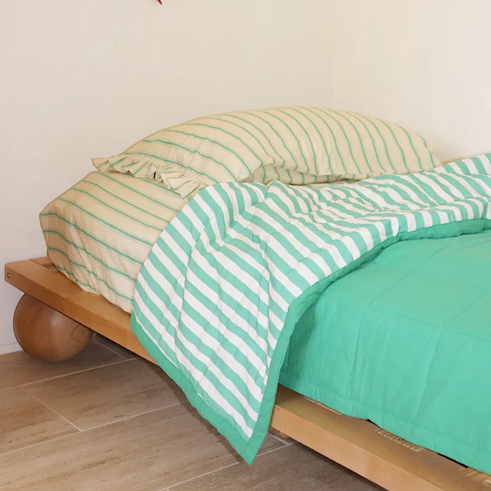 Meadow Stripe Reversible Cot Quilt