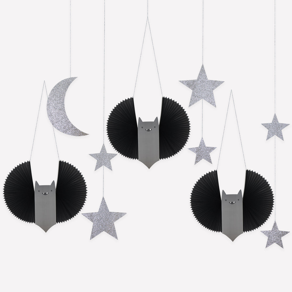 Large Bat, Stars & Moon Hanging Decorations
