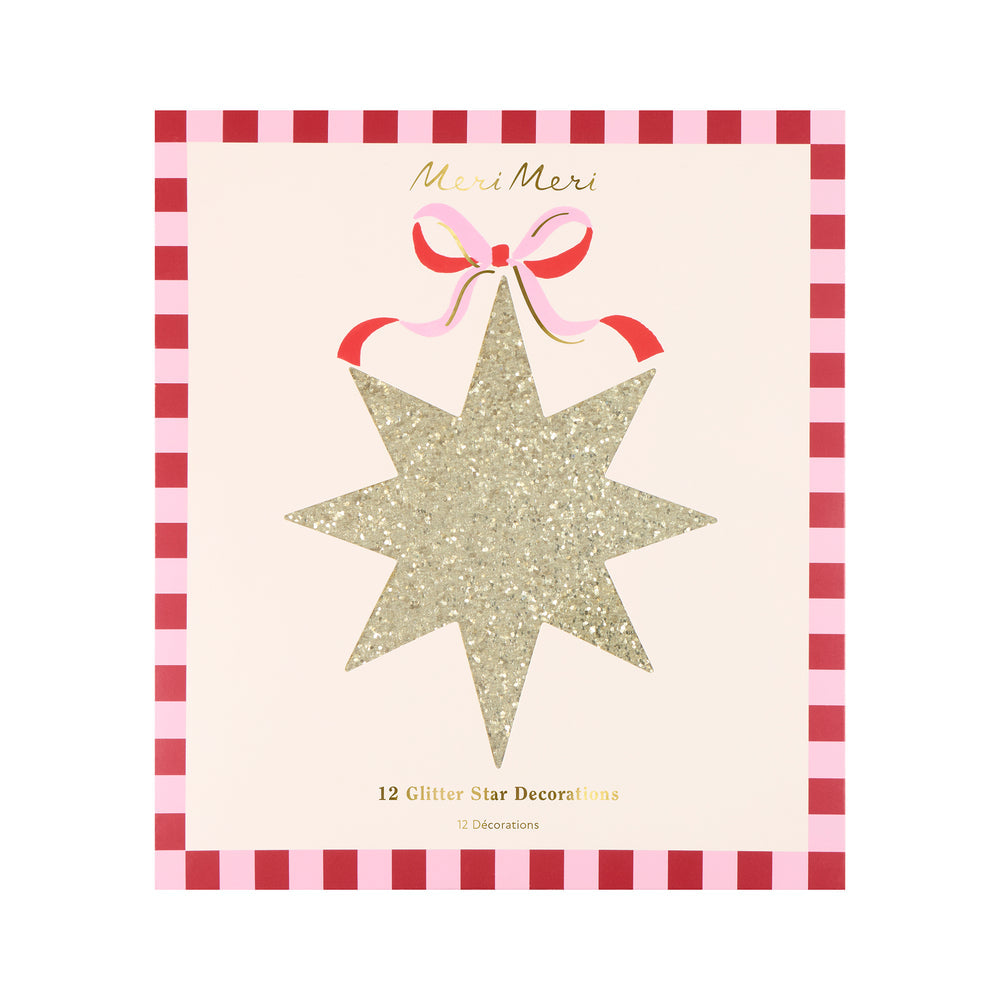 Gold Glitter Hanging Star Decorations