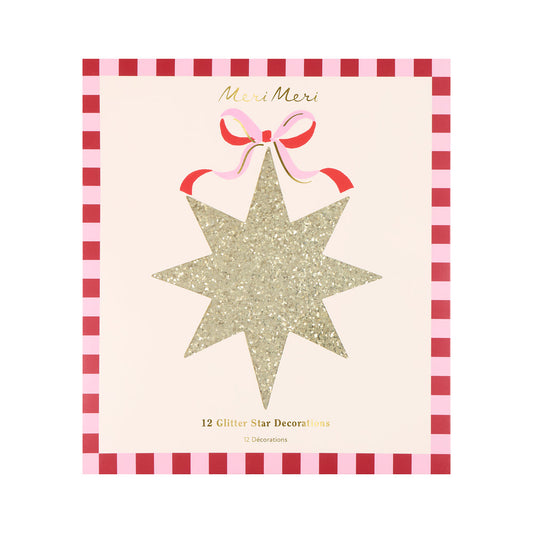 Gold Glitter Hanging Star Decorations