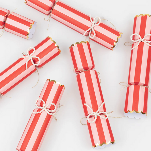 Stripy Christmas Pearl Bow Crackers