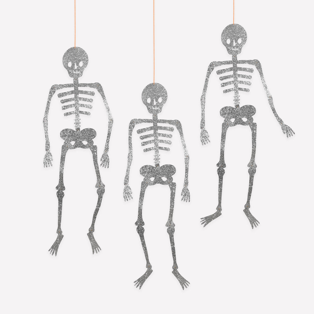 Giant Glitter Jointed Skeleton Decorations