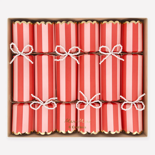 Stripy Christmas Pearl Bow Crackers
