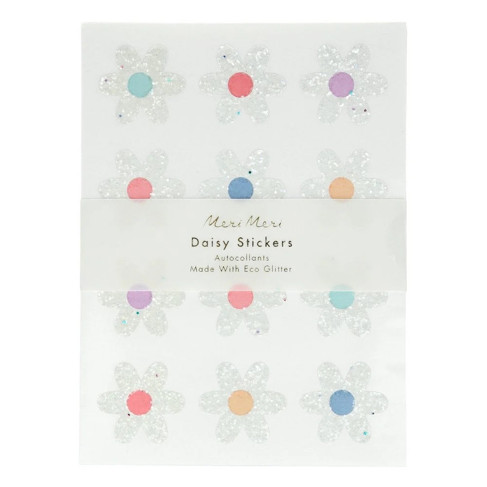 Glitter Daisy Stickers 8 Sheets