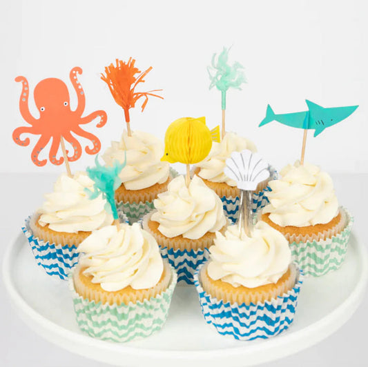 Octopus and Shark Cupcake Kit 24 Toppers