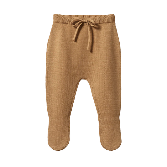 Merino Knit Footed Rompers Caramel