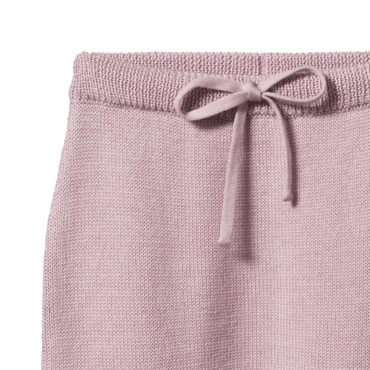 Merino Knit Footed Rompers Lilac