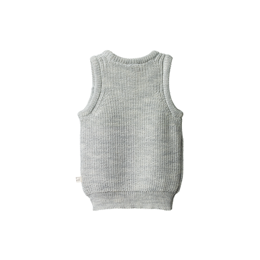 Merino Chunky Knit Vest Light Grey Marl