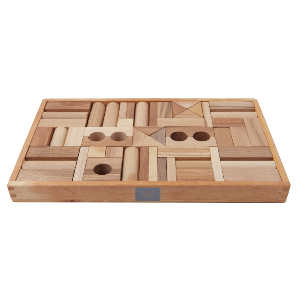 Natural Blocks in Tray 54 Pieces