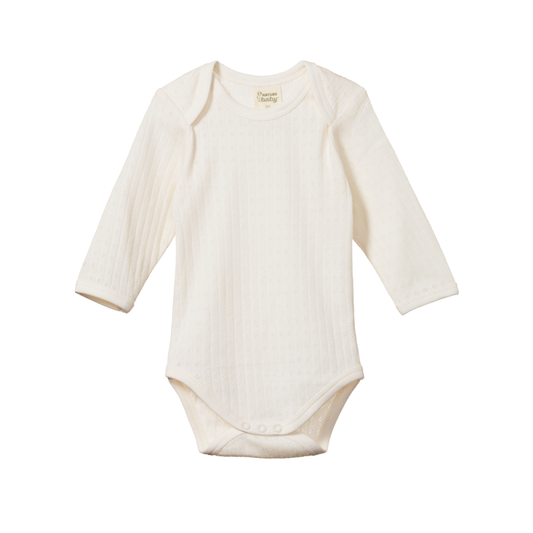 Pointelle Natural Long Sleeve Bodysuit