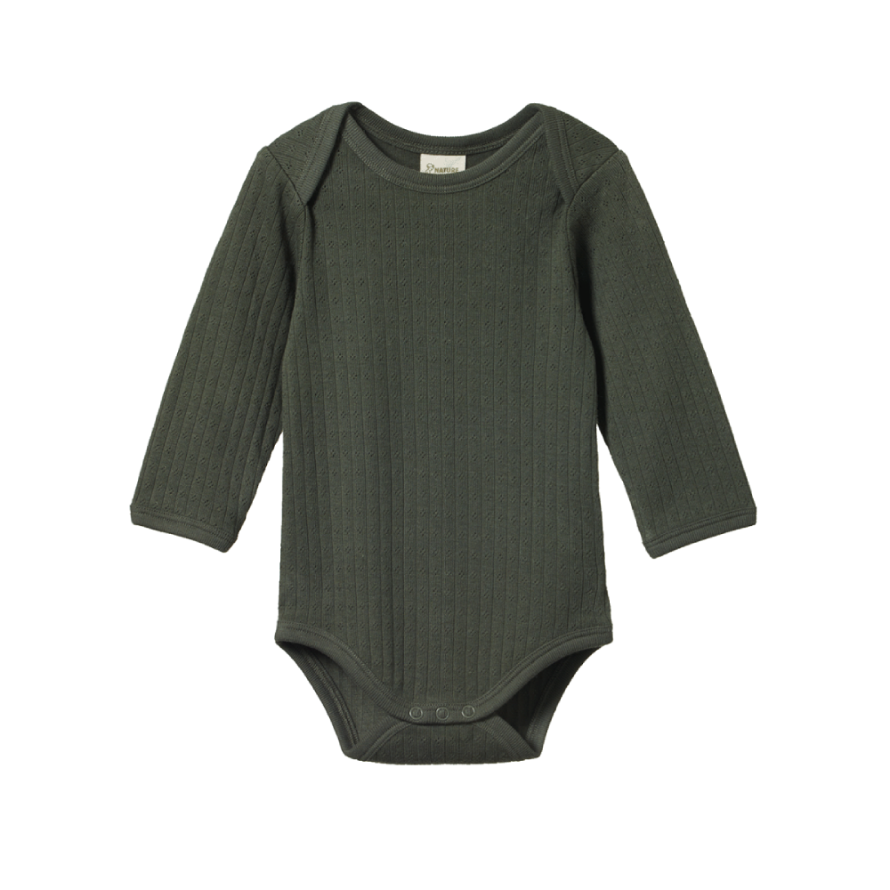 Pointelle Long Sleeve Bodysuit Thyme