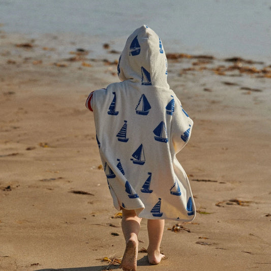 Organic Cotton Poncho Towel Regatta Print Terry