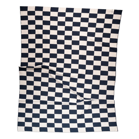 Navy Sailor Check Baby Blanket