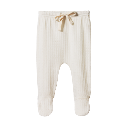 Pointelle Footed Rompers Natural