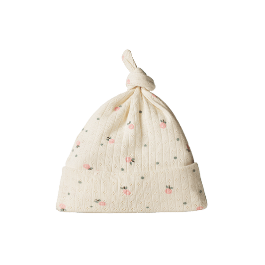 Pointelle Knotted Beanie Posey Blossom Print