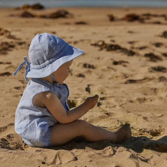 Blue Stripe Linen Sunhat